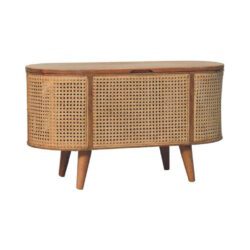 Lydia Wood and Rattan Ottoman Linen Chest Blanket Box