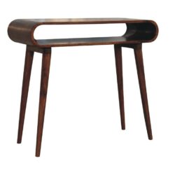 Madeira Minimalist Chestnut Console Table with Legs in Dark Wood