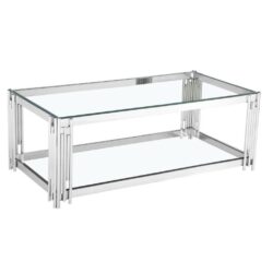 Montserrat Designer Clear Glass Coffee Table - Gold or Silver Legs Options