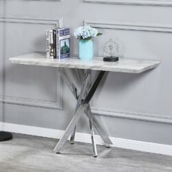 Munich White Marble Console Table with Silver Legs