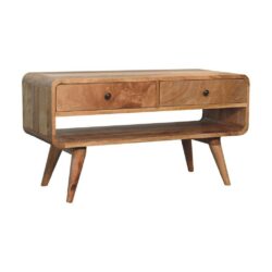 Noah Curved Wooden TV Unit with Drawers & Oak Finish