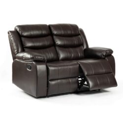 Paulton Modern 2 Seater Reclining Dark Brown Leather Sofa