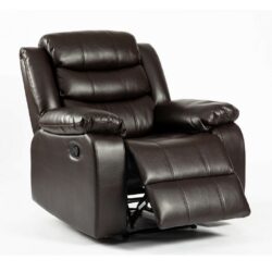 Paulton Plush Reclining Dark Brown Leather Armchair