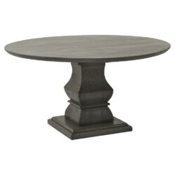 Reims Chunky Vintage Round Wooden Dining Table in Dark Oak