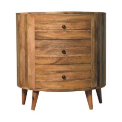 Sara Rounded Wooden Chest of Drawers with Oak Finish