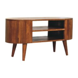 Sara Rounded Wooden TV Cabinet with Chestnut Finish