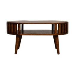 Slade Modern Wooden Coffee Table with Chestnut Finish & Bar Design