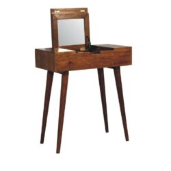 Small Chestnut Wooden Dressing Table with Mirror