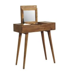 Squared Small Wooden Dressing Table with Mirror
