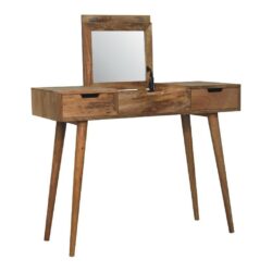 Squared Wooden Dressing Table with Mirror and Drawers