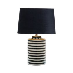 Striped Retro Table Lamp with Black Velvet Shade