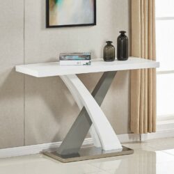 Sydney Modern White Console Table with Grey Accent in High Gloss