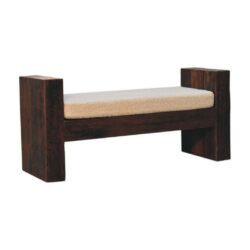 Dallington Chunky Rustic Wooden Bench with Cream Fleece Seat