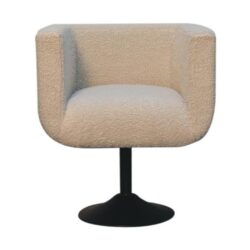 Tabitha Fleece Cream Swivel Chair with Black Base
