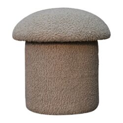 Tabitha Round Mushroom Fleece Beige Footstool