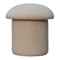 Tabitha Round Mushroom Fleece Cream Footstool