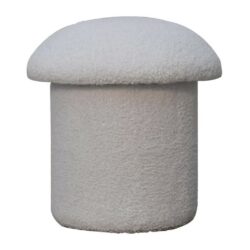 Tabitha Round Mushroom Fleece White Footstool