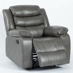 Taylor Plush Modern Reclining Grey Leather Armchair