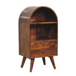 Vintage Dark Wooden Chestnut Display Cabinet with Drawers