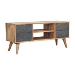 Wood and Grey Slate TV Cabinet with Drawers