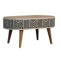 Wooden and Bone Inlay Coffee Table with Drawer