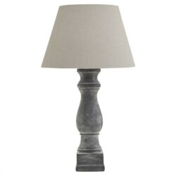 Helena Tall Grey Stone Table Lamp with Linen Shade