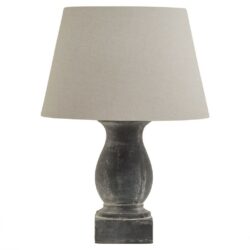 Helena Vintage Grey Stone Table Lamp with Linen Shade