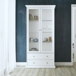 Palmerston Classic Large Display Cabinet with Drawers - White or Dark Grey