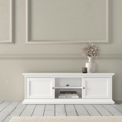 Palmerston Traditional TV Cabinet with Sliding Doors - White or Dark Grey