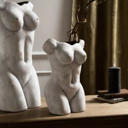 White Stone Nude Woman Vase - Choice of Sizes