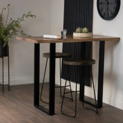 Arcadian Rustic Industrial Wooden Bar Table with Metal Legs