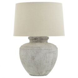 Corinth Antique Rustic Stone Table Lamp with Cream Shade