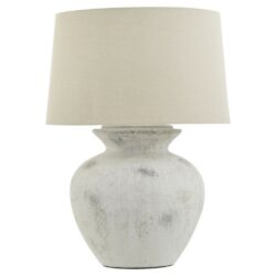 Corinth Rustic Antique Stone Table Lamp with Natural Shade