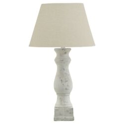 Corinth Slim Tall Vintage Stone Table Lamp with Natural Shade