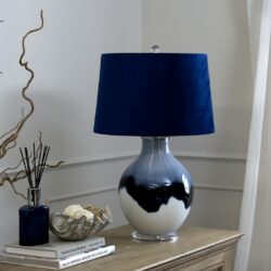 Glacier Dark Blue Table Lamp with Blue Velvet Shade