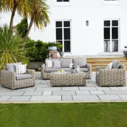 Guarda Luxury Wicker Garden Lounge Set - Sofa, Armchairs & Coffee Table