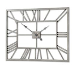 Large Rectangular Silver Skeleton Clock