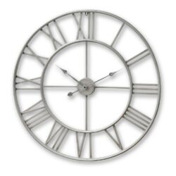 Large Silver Round Skeleton Clock
