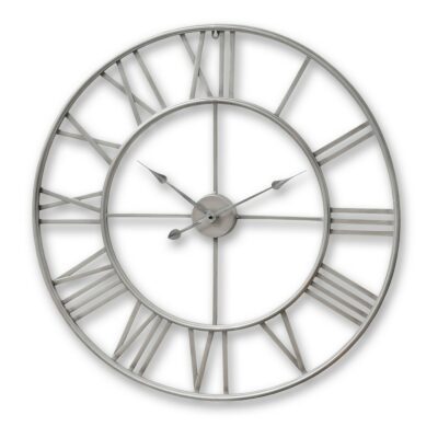 Large Silver Round Skeleton Clock