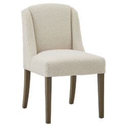 Luxury Cream Fleece Dining Chair with Wooden Legs