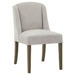 Luxury Light Grey Dining Chair with Wooden Legs
