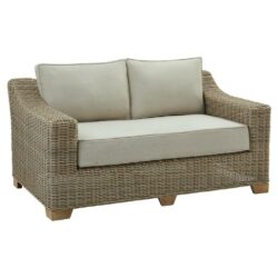 Messina Outdoor 2 Seater Luxury Wicker Sofa with Beige Cushions