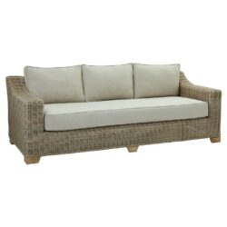 Messina Outdoor Large Luxury Wicker Sofa with Beige Cushions