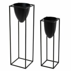 Indoor Metal Black Planter with Legs with Bullet Shape - Choice of Sizes