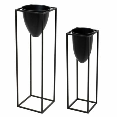 Indoor Metal Black Planter with Legs with Bullet Shape - Choice of Sizes