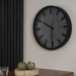 Modern Round Black Clock with Concrete Design - Choice of Sizes