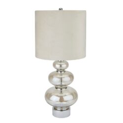Retro Metallic Glass Table Lamp with Cream Velvet Shade