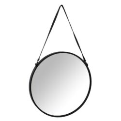 Round Black Mirror with Strap & Slim Frame
