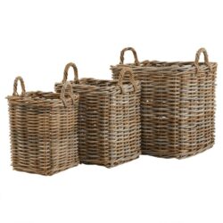 Traditional Wicker Basket Log Basket - Square - Set of 3