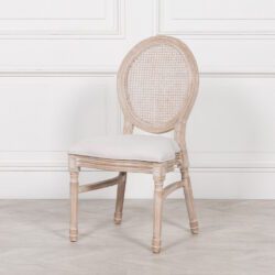 Vintage Wooden Dining Chair with Rattan Back & Padded Seat